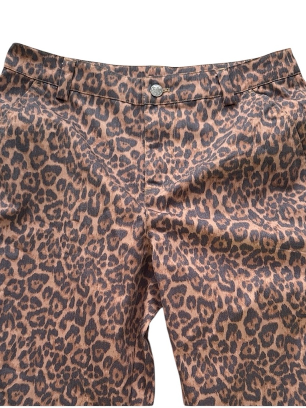 Noisy May Leopard Print Pants High Rise Straight Leg Brown Animal Print Trousers - Picture 2 of 6